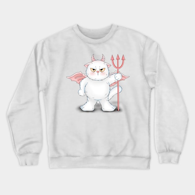 Devil White Cat Crewneck Sweatshirt by Athikan